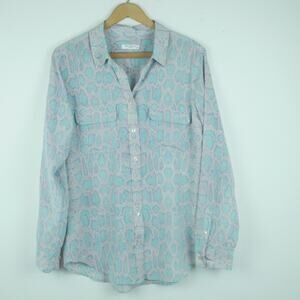 Equipment Femme Large Blouse 100% Silk Pastel Snake Print Minimal Office Preppy
